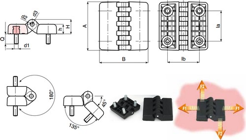 Flat hinge with threaded stud