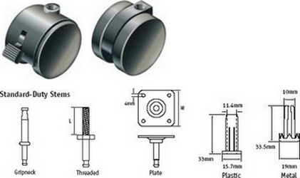 Standard-Duty Twin-Wheel Castors (40 mm, 50 mm)